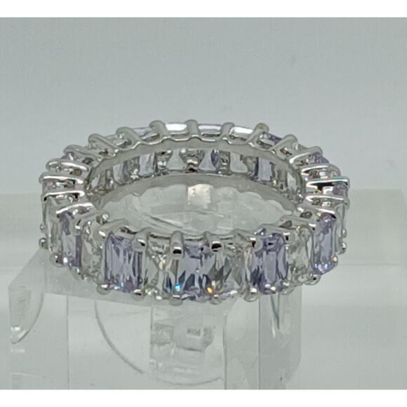 3.70CT White Gold EP Eternity Anniversary Wedding Band Ring Size 9 - Picture 2 of 8